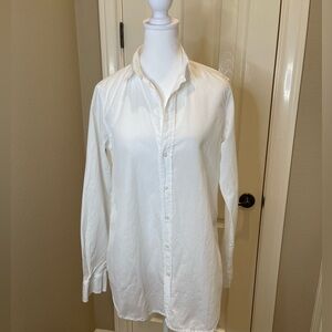 Frank & Eileen Women’s Grayson Tunic Hi Lo Hem White On White  Stripe SZ M